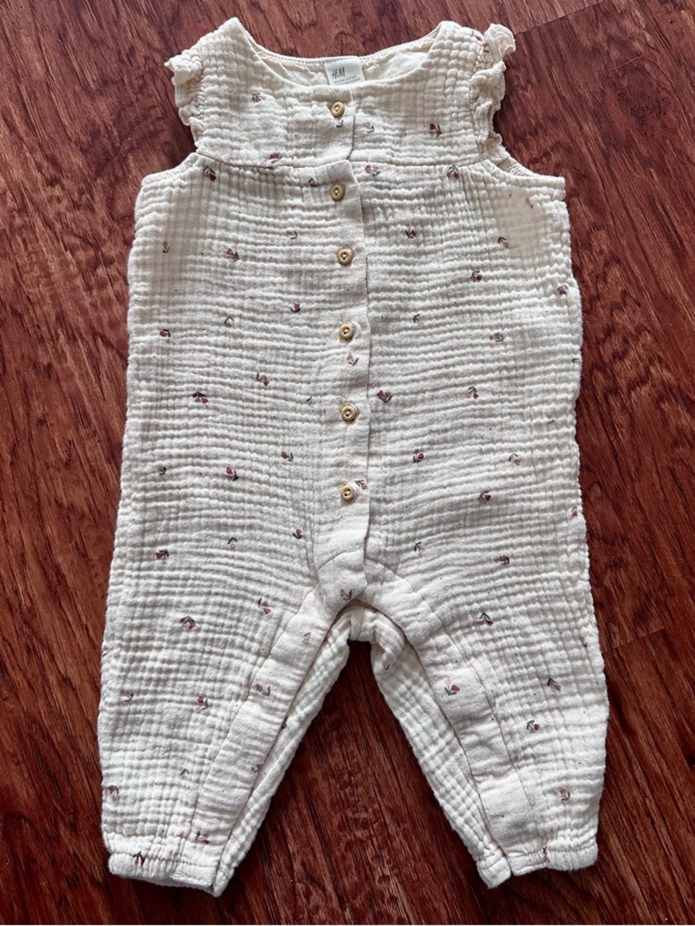 H&M Cream Baby Romper with Tiny Pink Floral Accents